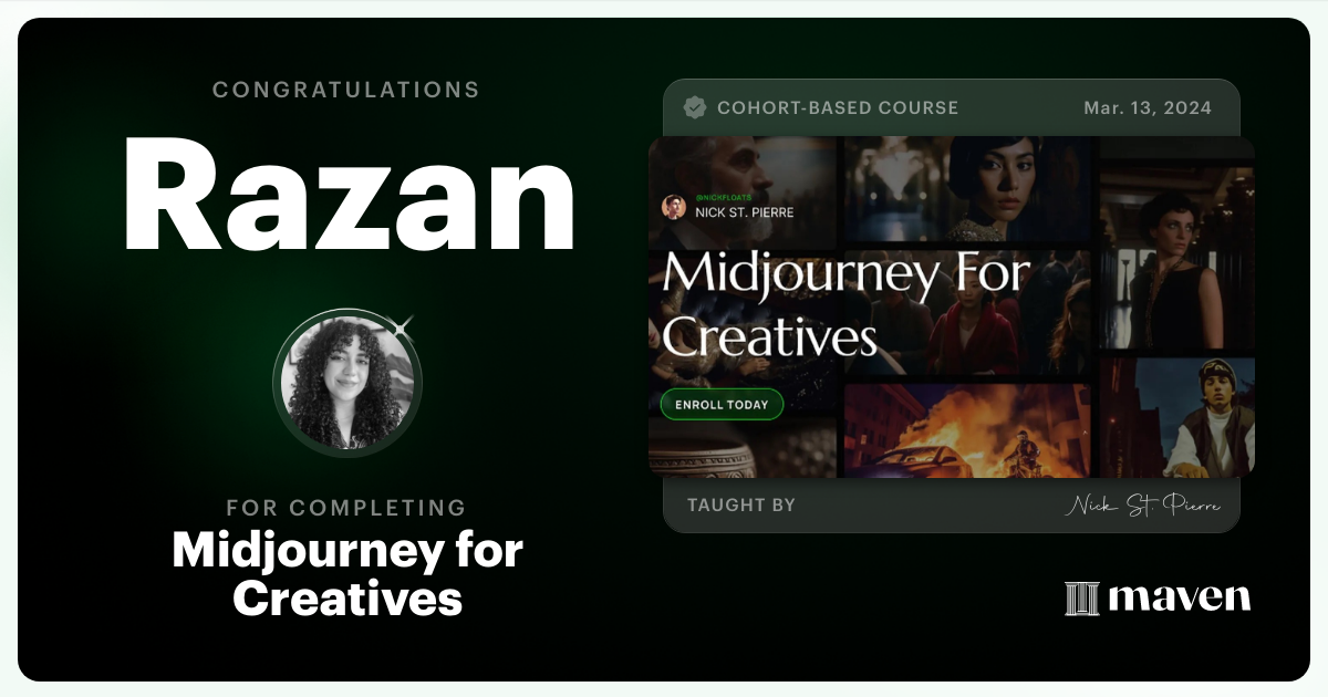 Certificate of Completion for Midjourney for Creatives