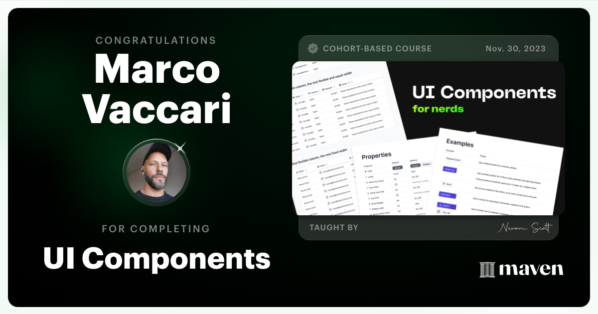 Certificate of Completion for UI Components