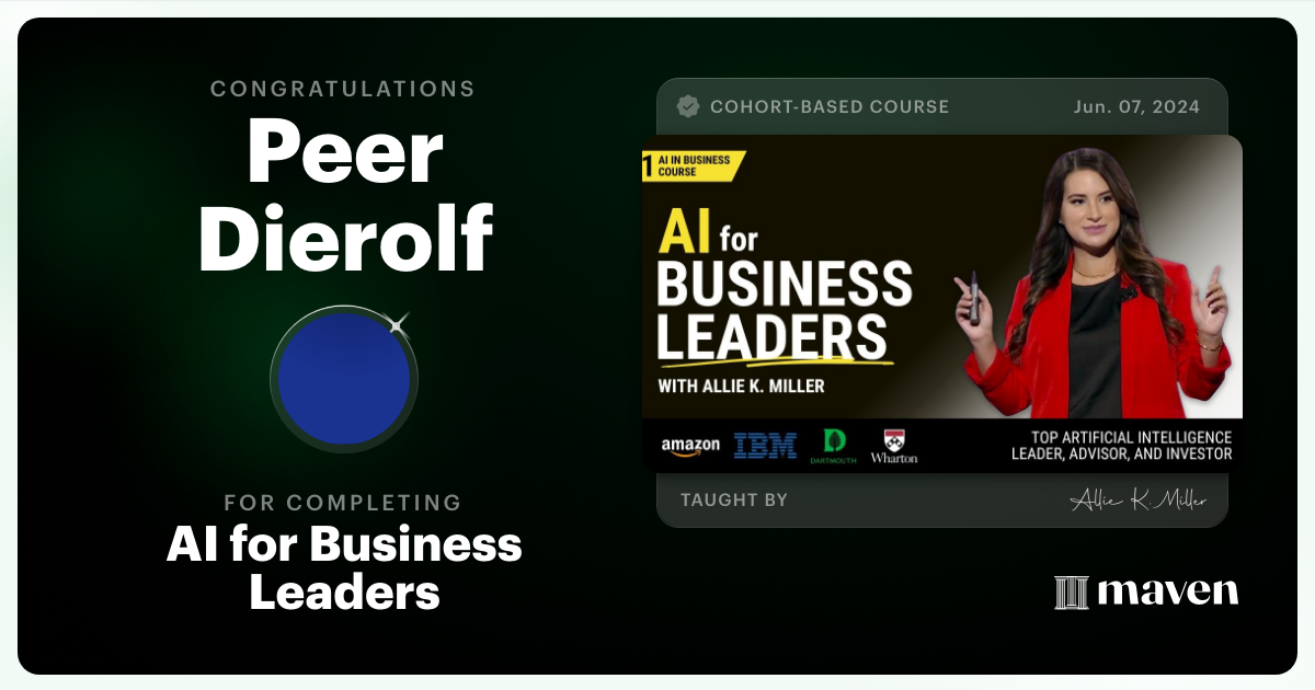 Certificate of Completion for AI for Business Leaders