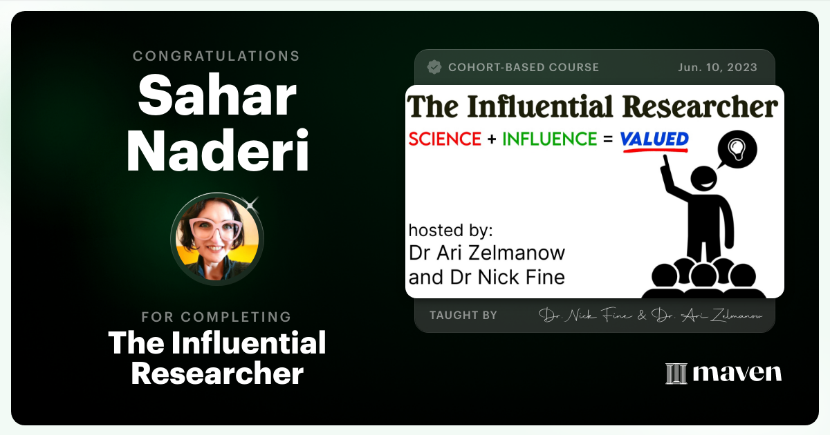 Certificate of Completion for Influential Research: How to Influence Product Decisions with Research
