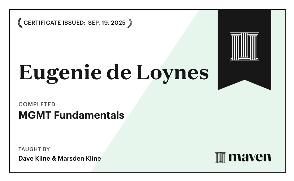 Certificate for MGMT Fundamentals - Foundational Skills for New Managers