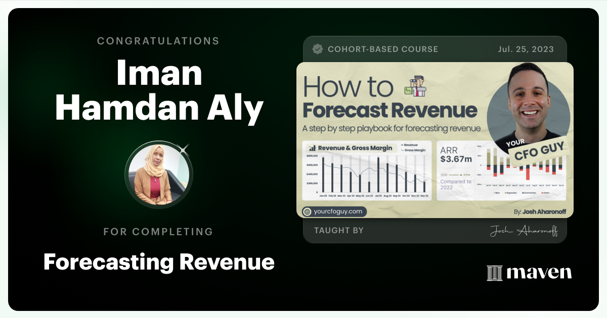Certificate of Completion for Forecasting Revenue