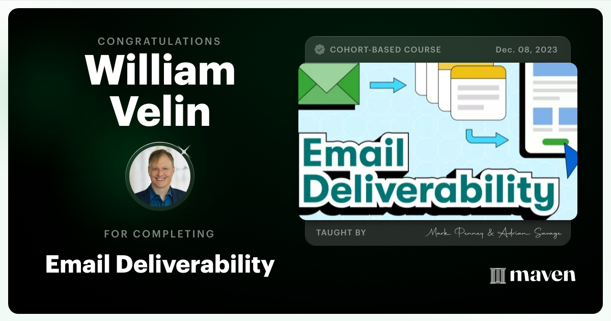 Certificate of Completion for Email Deliverability