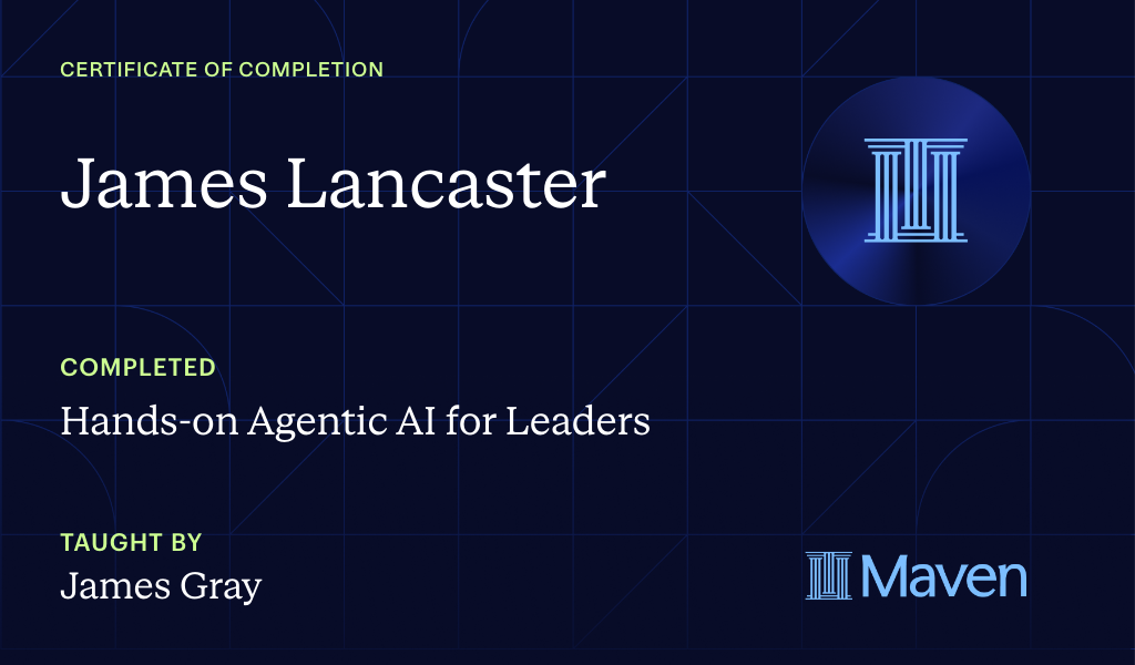 Certificate for Hands-on Agentic AI for Leaders