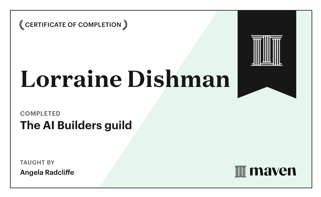Certificate for The AI Builders guild