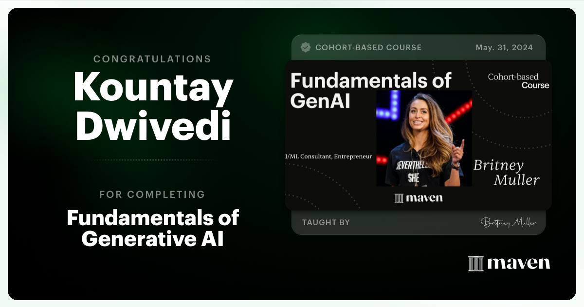 Certificate of Completion for Fundamentals of Generative AI