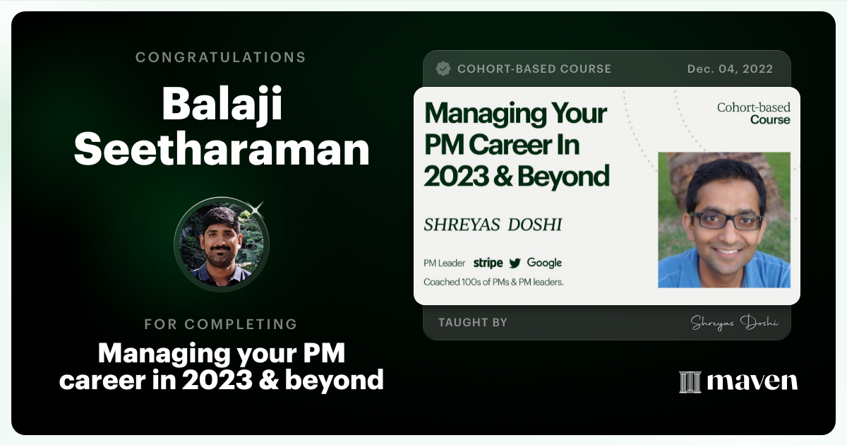 Certificate of Completion for Managing your PM Career in 2025 and beyond