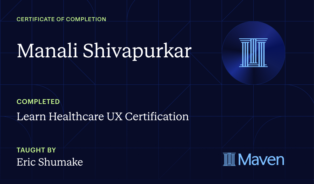 Certificate for Transition into UX for Healthcare