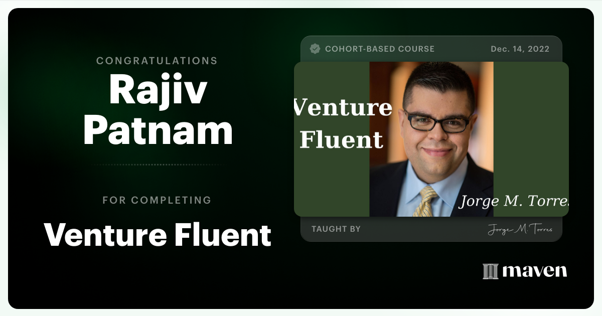 Certificate of Completion for Venture Fluent