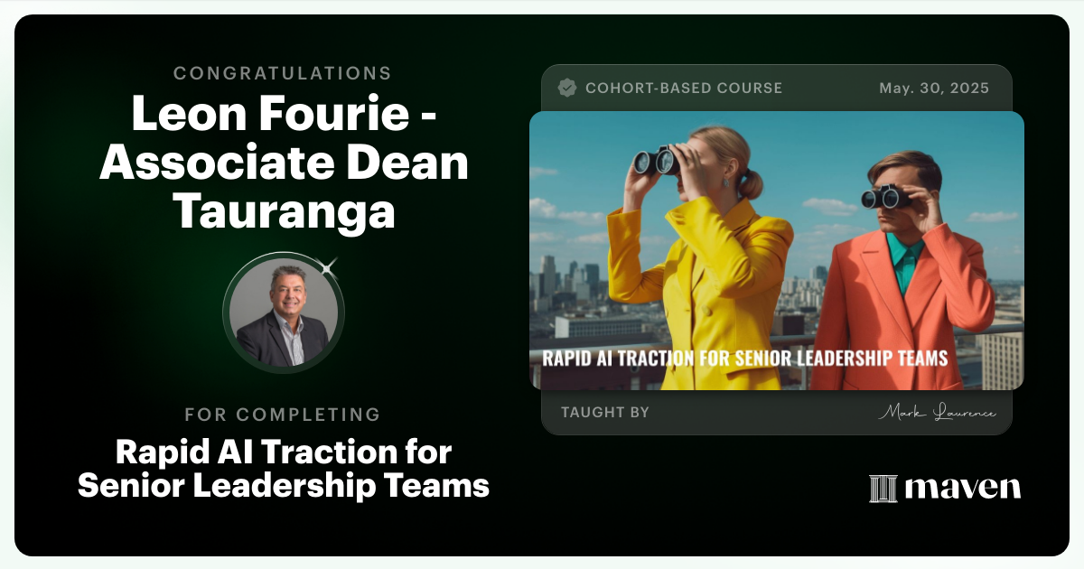 Certificate of Completion for Rapid AI Traction for Senior Leadership Teams