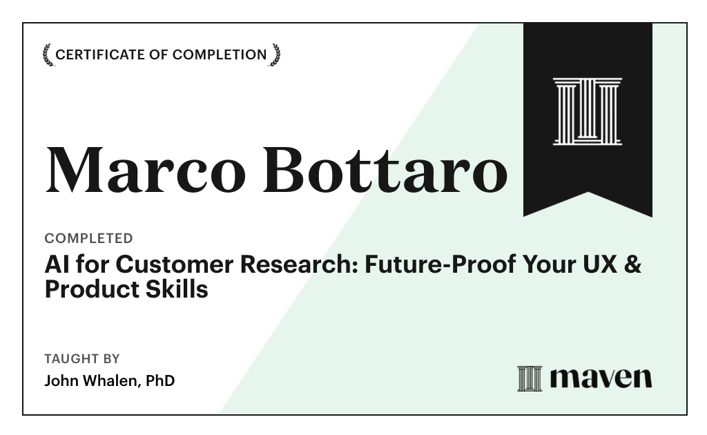 Certificate for AI for Customer Research: Future-Proof Your UX & Product Skills