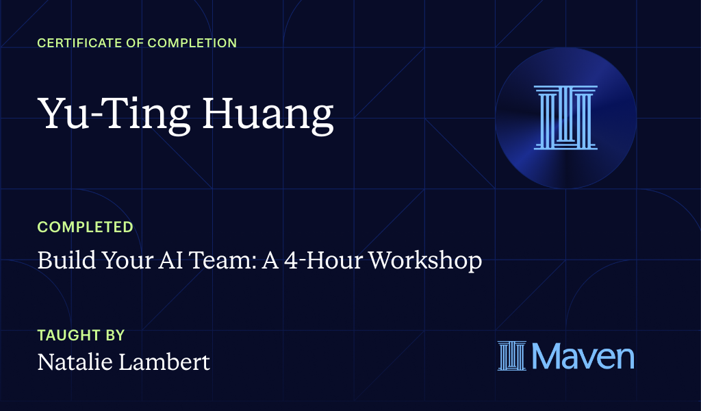 Certificate for Build Your AI Team: A 4-Hour Workshop
