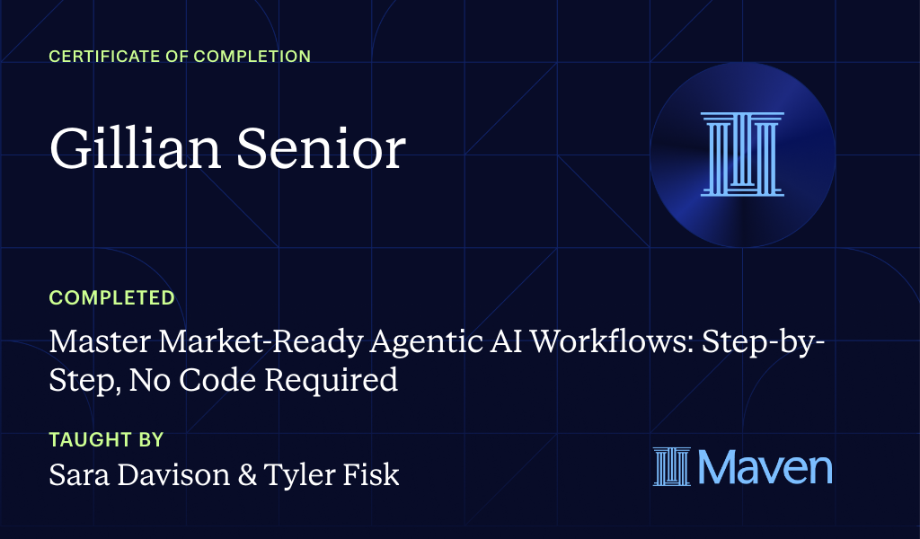 Certificate for Master Market-Ready Agentic AI Workflows: Step-by-Step, No Code Required