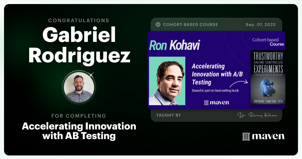 Certificate of Completion for Accelerating Innovation with A/B Testing