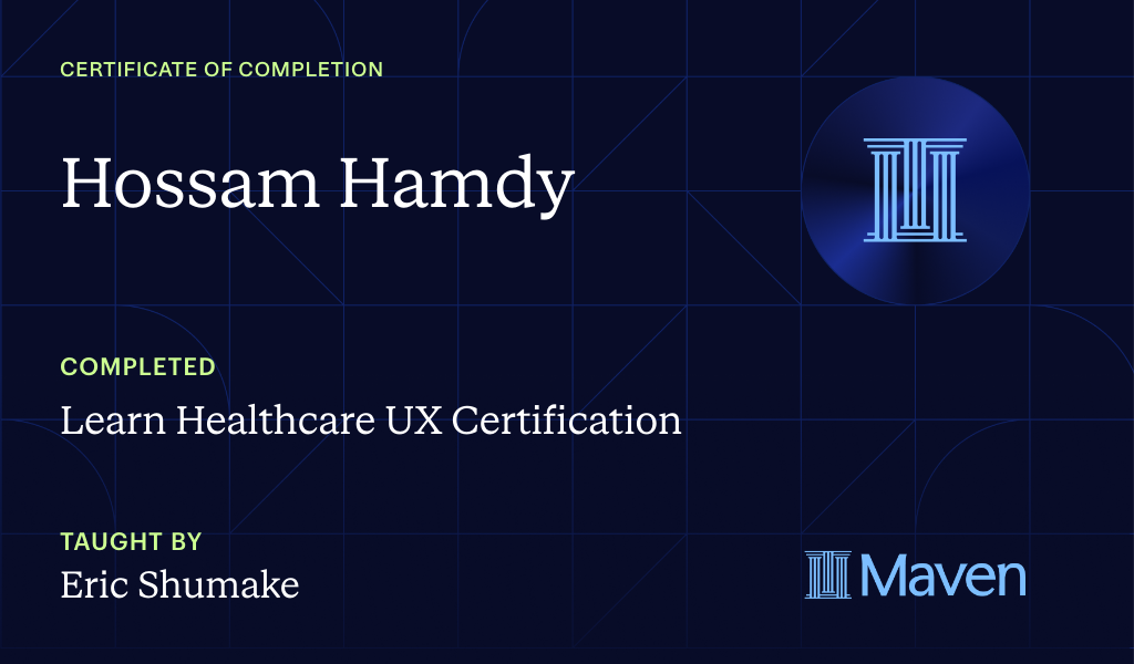 Certificate for Transition into UX for Healthcare