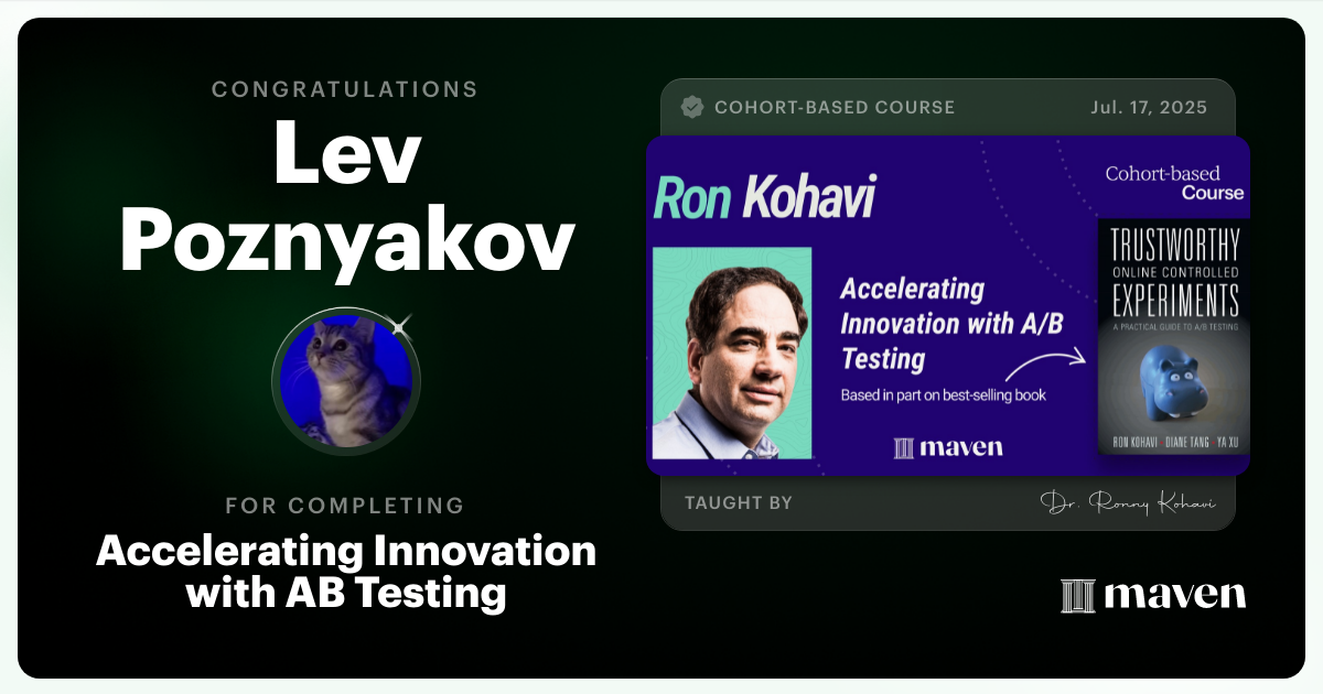 Certificate of Completion for Accelerating Innovation with A/B Testing