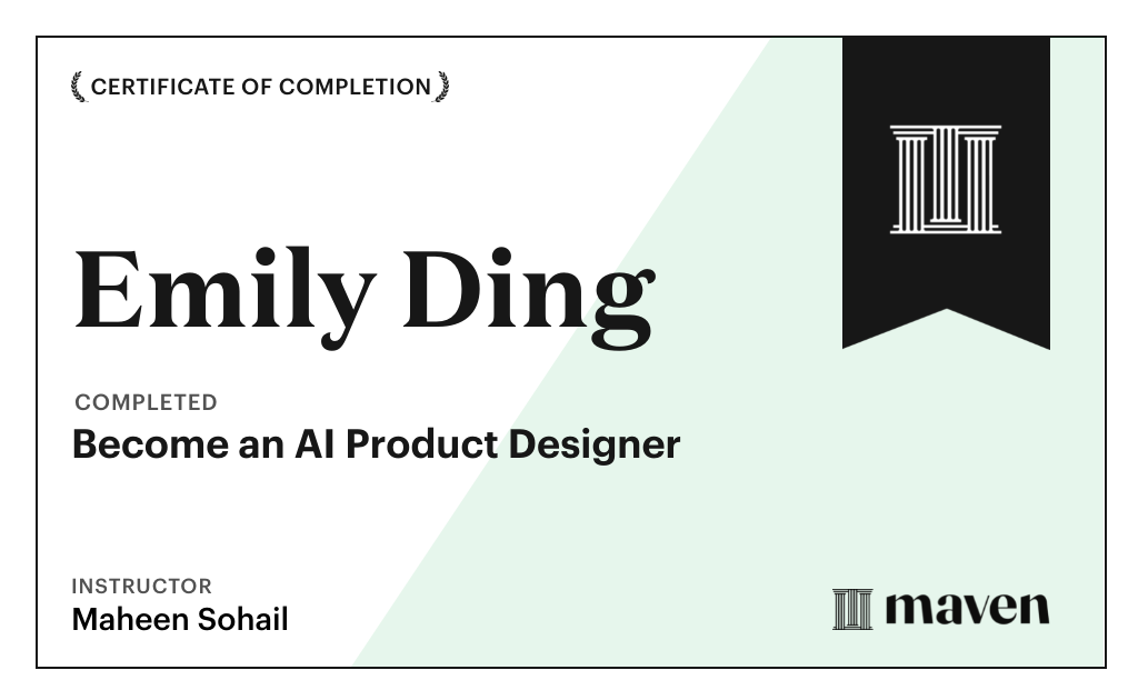 Certificate for Become an AI Product Designer