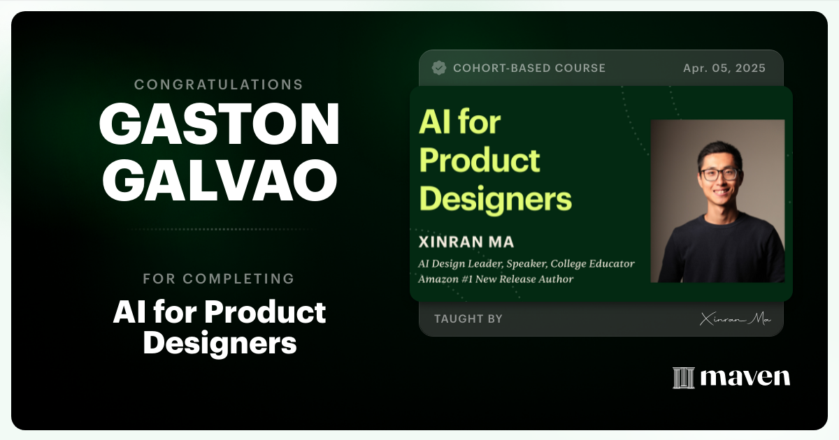 Certificate of Completion for AI for Product Designers
