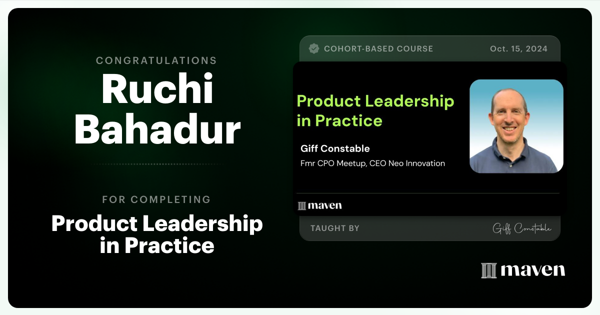 Certificate of Completion for M&A for Product Leaders