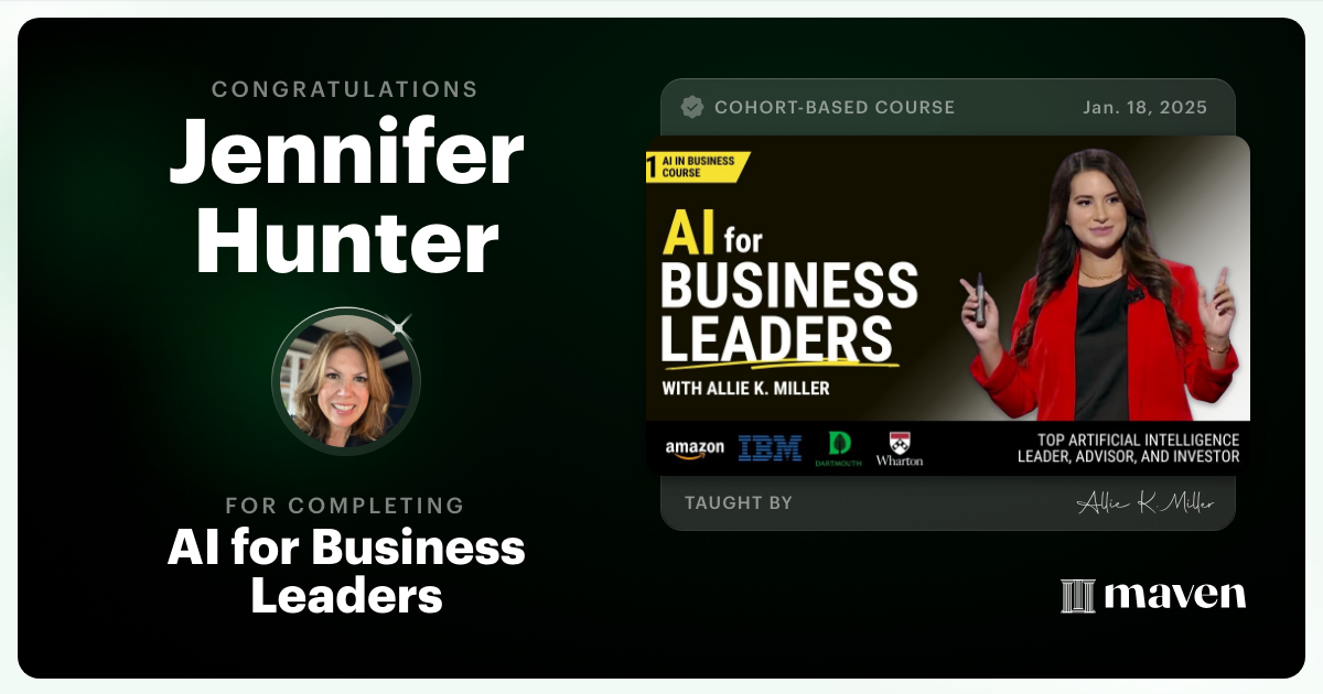 Certificate of Completion for AI for Business Leaders