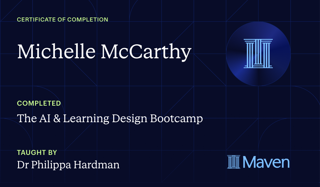 Certificate for The AI Bootcamp for L&D