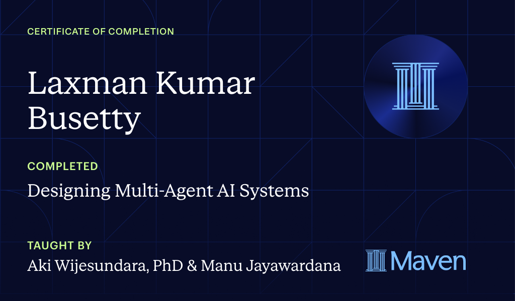 Certificate for Designing Multi-Agent AI Systems