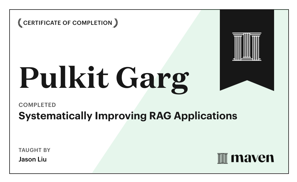 Certificate for Systematically Improving RAG Applications