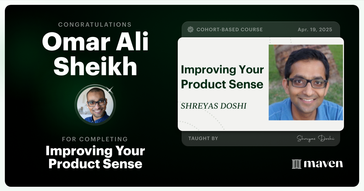 Certificate of Completion for World-class Product Sense in Practice