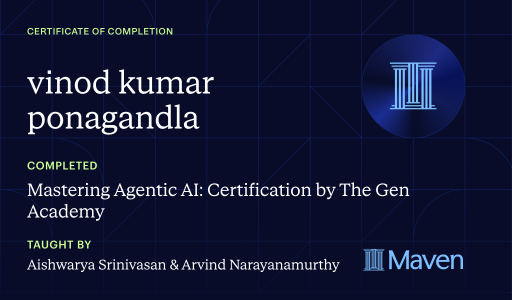 Certificate for Mastering Agentic AI: Certification by The Gen Academy