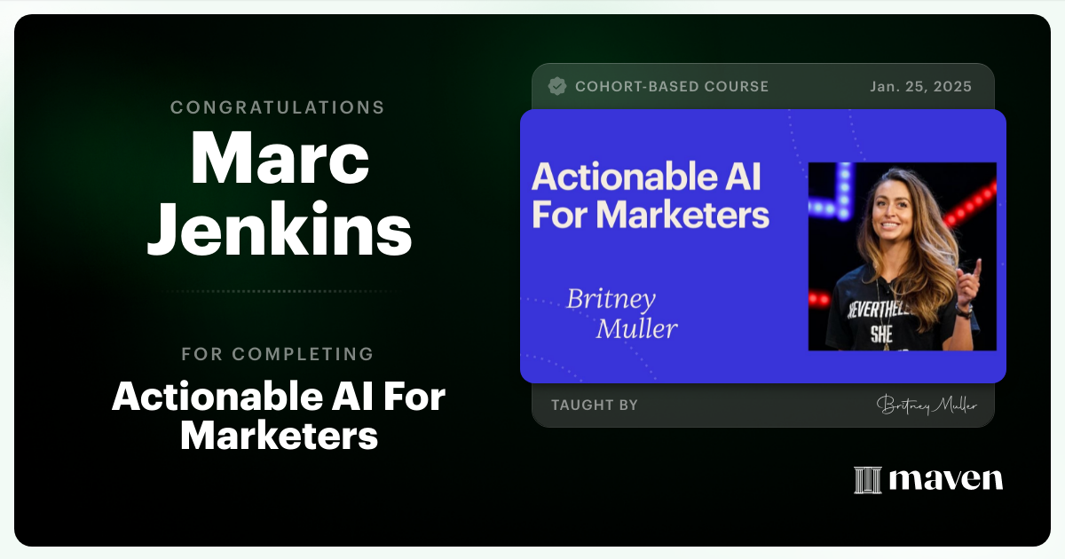 Certificate of Completion for Actionable AI For Marketers