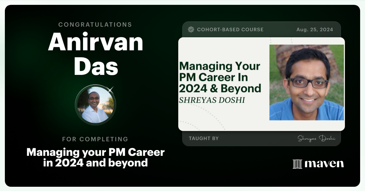 Certificate of Completion for Managing your PM Career in 2025 and beyond