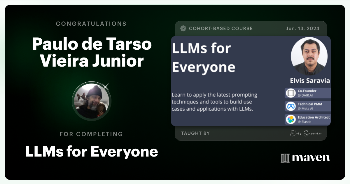 Certificate of Completion for LLMs for Everyone