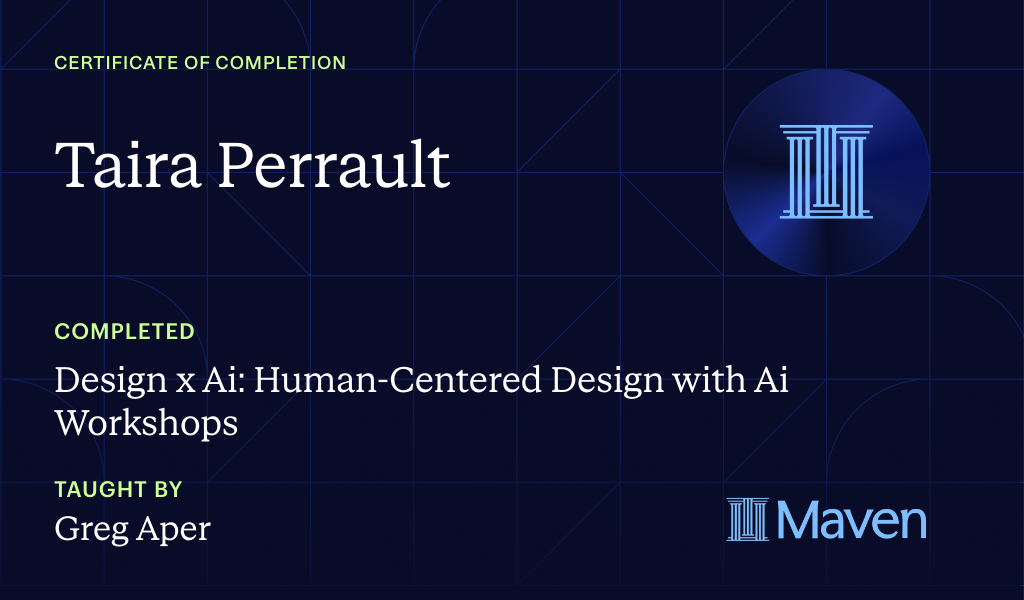 Certificate for Design x Ai: Human-Centered Design with Ai Workshops