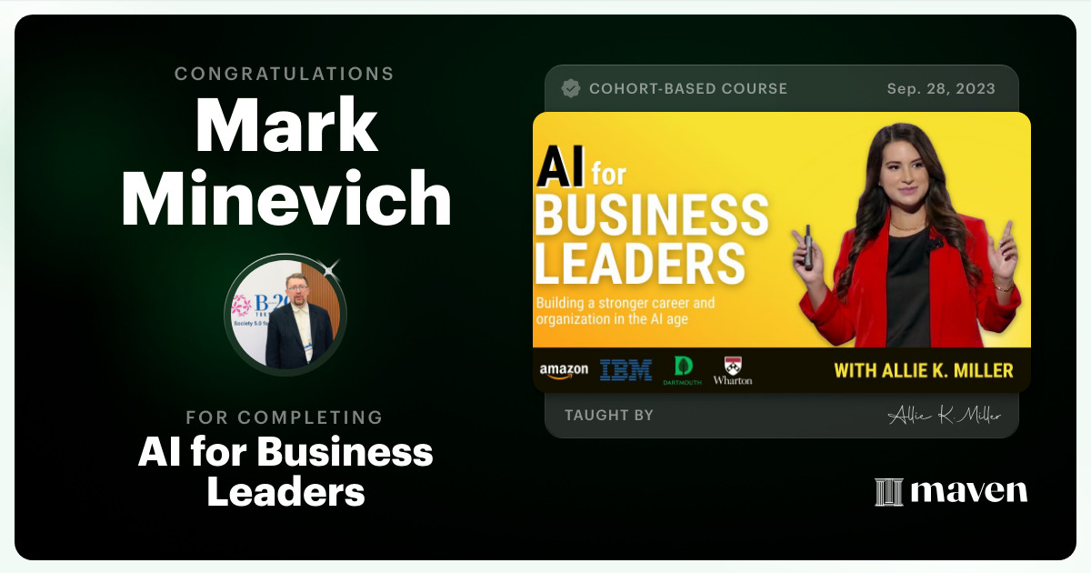 Certificate of Completion for AI for Business Leaders