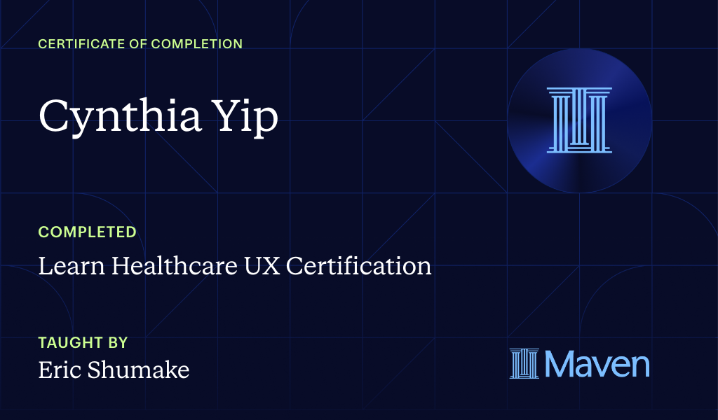 Certificate for Transition into UX for Healthcare