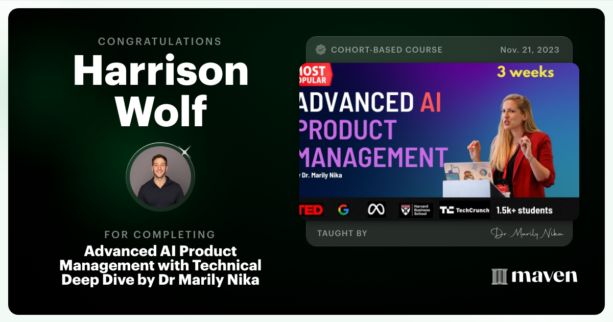 Certificate of Completion for Advanced AI Product Leadership Certification