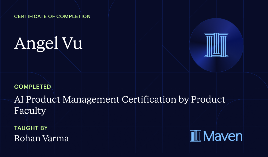 Certificate for AI Product Management Certification by Product Faculty