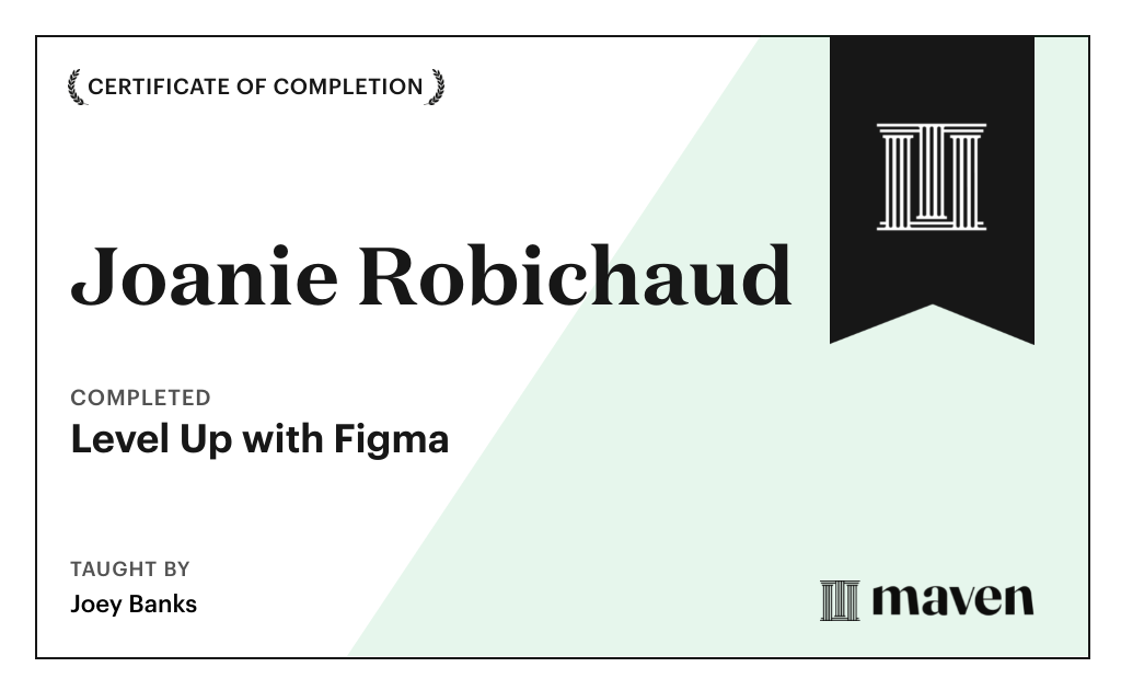Certificate for Level Up with Figma