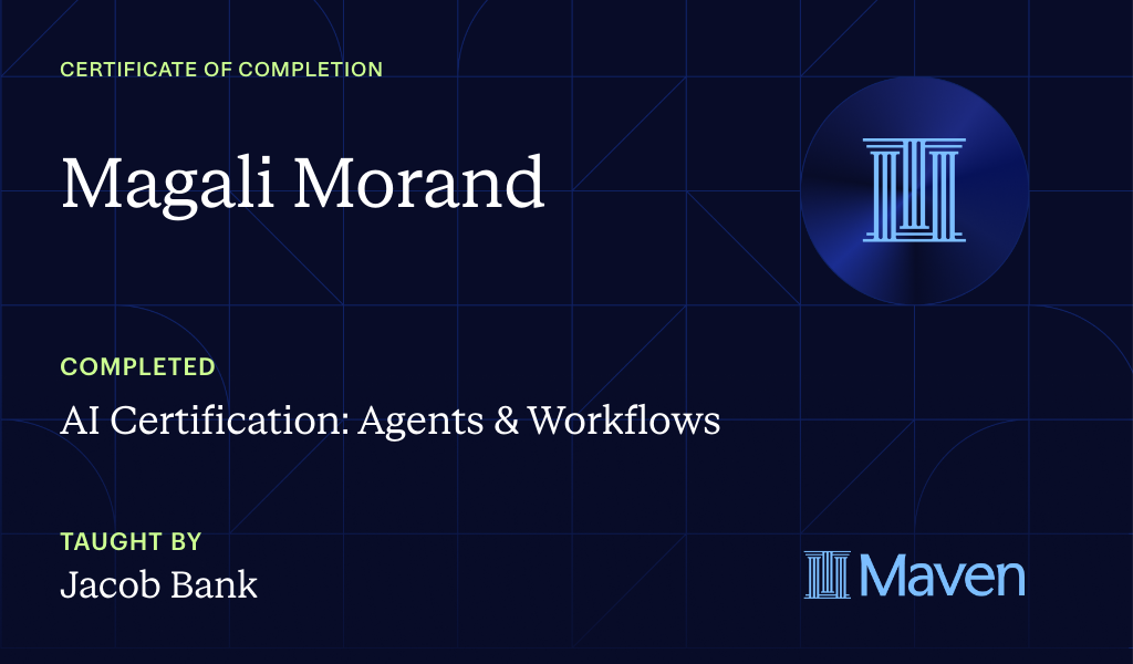 Certificate for AI Certification:  Agents & Workflows