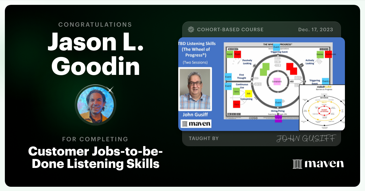 Certificate of Completion for Customer Jobs-to-be-Done Fundamentals