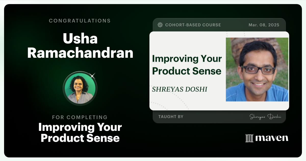 Certificate of Completion for World-class Product Sense in Practice