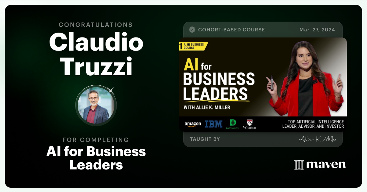 Certificate of Completion for AI for Business Leaders