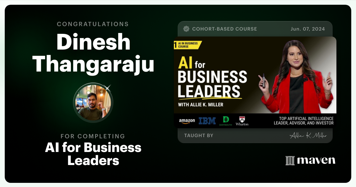 Certificate of Completion for AI for Business Leaders