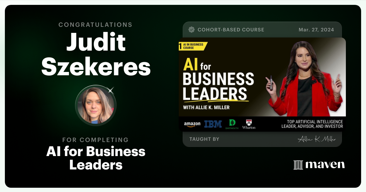 Certificate of Completion for AI for Business Leaders