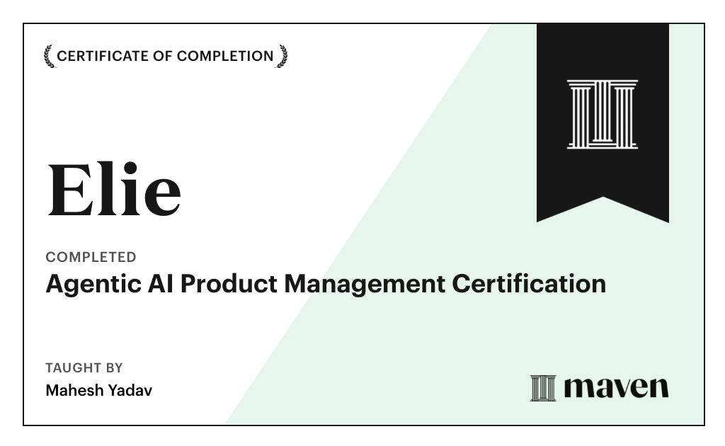 Certificate for Agentic AI Product Management Certification