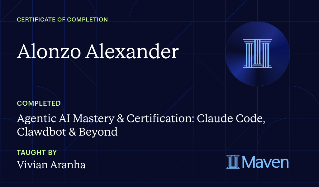 Certificate for Agentic AI Mastery & Certification: Claude Code, Clawdbot & Beyond