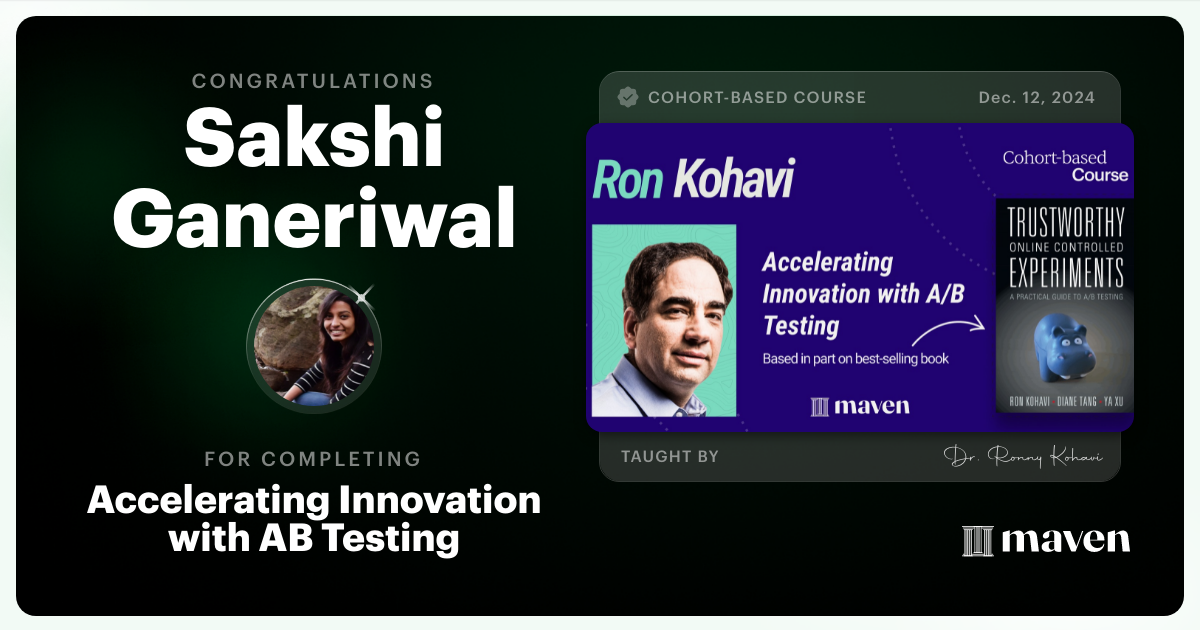 Certificate of Completion for Accelerating Innovation with A/B Testing
