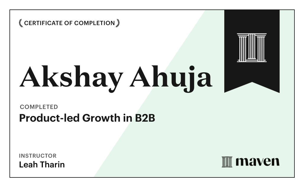 Certificate for Product-led Growth in B2B