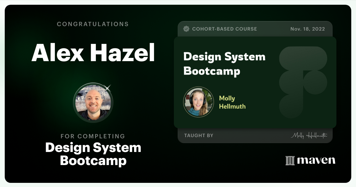 Certificate of Completion for Design System Bootcamp