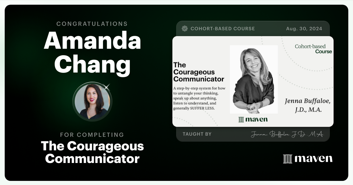 Certificate of Completion for The Courageous Communicator